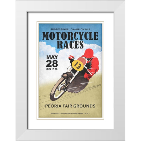 Motor-Cycle Races Roanoke White Modern Wood Framed Art Print with Double Matting by Rogan, Mark