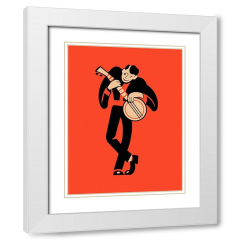 The Banjo White Modern Wood Framed Art Print with Double Matting by Rogan, Mark
