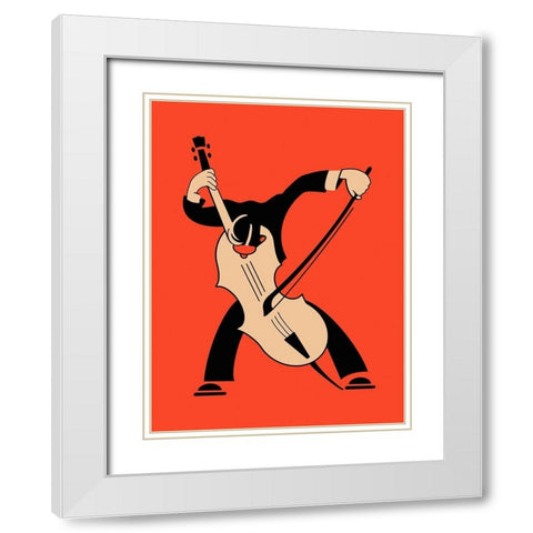 The Cello White Modern Wood Framed Art Print with Double Matting by Rogan, Mark