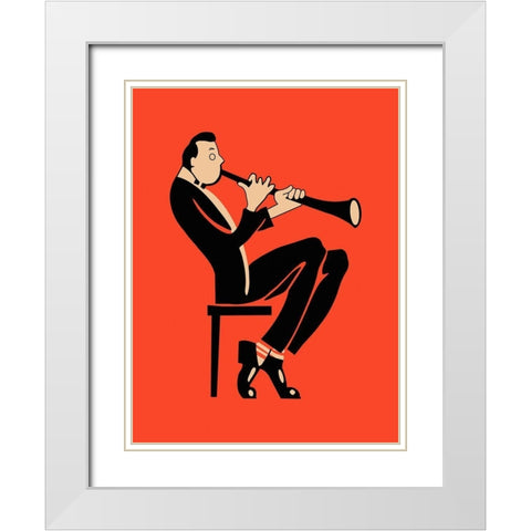 The Clarinet White Modern Wood Framed Art Print with Double Matting by Rogan, Mark