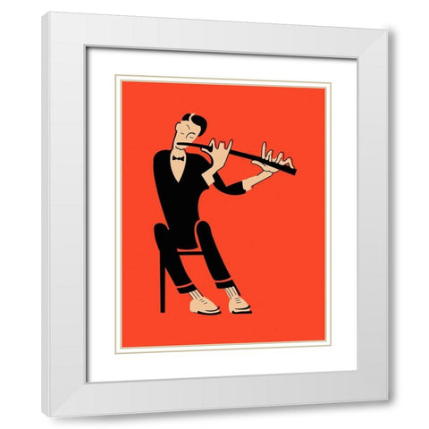 The Flute White Modern Wood Framed Art Print with Double Matting by Rogan, Mark