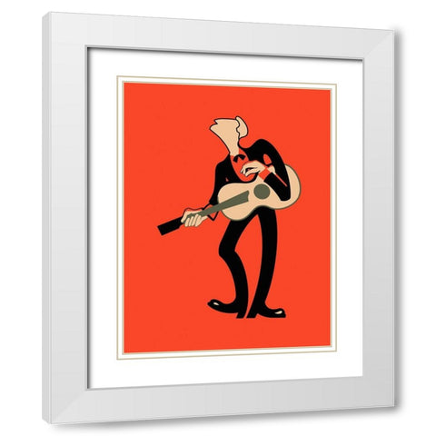The Guitar White Modern Wood Framed Art Print with Double Matting by Rogan, Mark