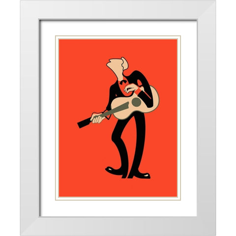The Guitar White Modern Wood Framed Art Print with Double Matting by Rogan, Mark
