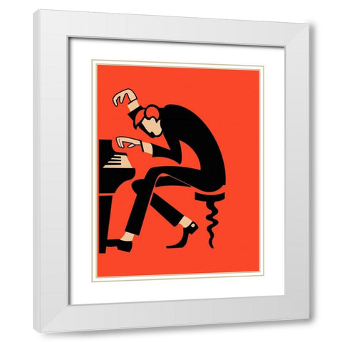 The Piano White Modern Wood Framed Art Print with Double Matting by Rogan, Mark