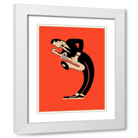 The Saxophone White Modern Wood Framed Art Print with Double Matting by Rogan, Mark