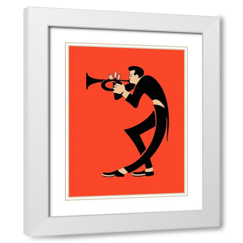 The Trumpet White Modern Wood Framed Art Print with Double Matting by Rogan, Mark