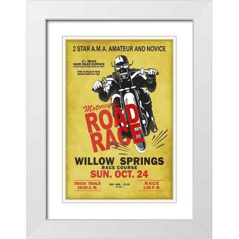 Willow Springs Road Race White Modern Wood Framed Art Print with Double Matting by Rogan, Mark