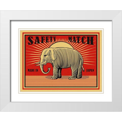 MRoagn Elephant Matches White Modern Wood Framed Art Print with Double Matting by Rogan, Mark