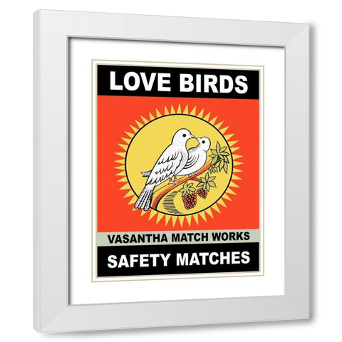 Love Birds White Modern Wood Framed Art Print with Double Matting by Rogan, Mark
