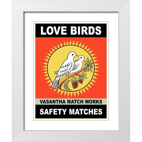 Love Birds White Modern Wood Framed Art Print with Double Matting by Rogan, Mark