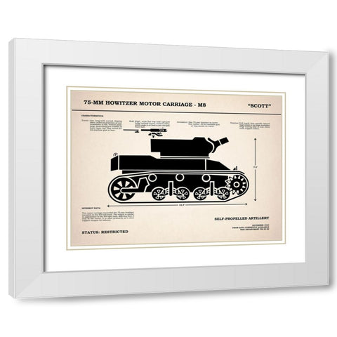 75mm Howitzer M8 White Modern Wood Framed Art Print with Double Matting by Rogan, Mark