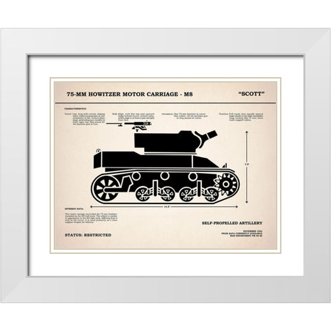 75mm Howitzer M8 White Modern Wood Framed Art Print with Double Matting by Rogan, Mark
