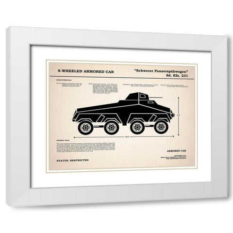 8 Wheeled Armored Car White Modern Wood Framed Art Print with Double Matting by Rogan, Mark
