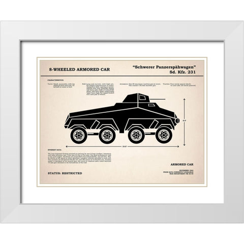 8 Wheeled Armored Car White Modern Wood Framed Art Print with Double Matting by Rogan, Mark