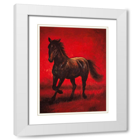 Stallion II White Modern Wood Framed Art Print with Double Matting by Vargas, Ricardo