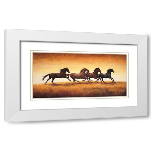 Stallions at Sunset White Modern Wood Framed Art Print with Double Matting by Vargas, Ricardo