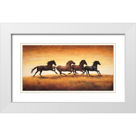 Stallions at Sunset White Modern Wood Framed Art Print with Double Matting by Vargas, Ricardo
