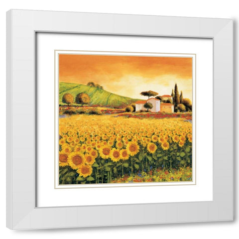 Valley of Sunflowers White Modern Wood Framed Art Print with Double Matting by Leblanc, Richard