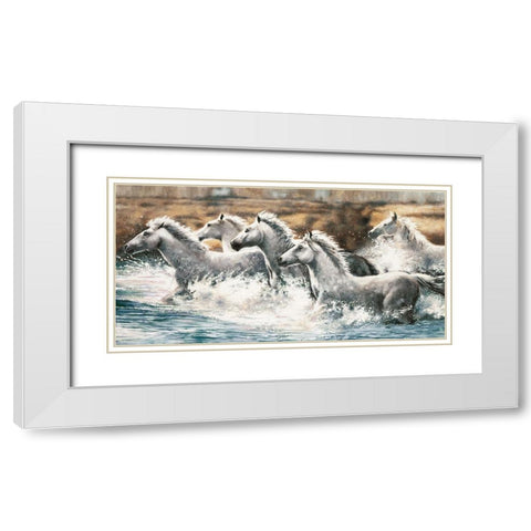 Running Wild White Modern Wood Framed Art Print with Double Matting by Steele, Ralph