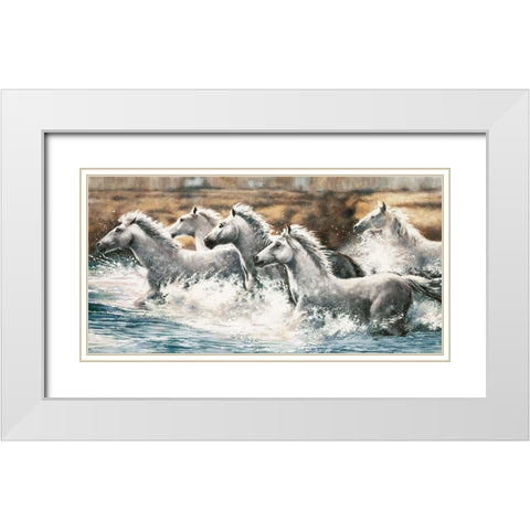 Running Wild White Modern Wood Framed Art Print with Double Matting by Steele, Ralph