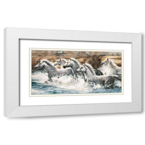 Running Wild White Modern Wood Framed Art Print with Double Matting by Steele, Ralph