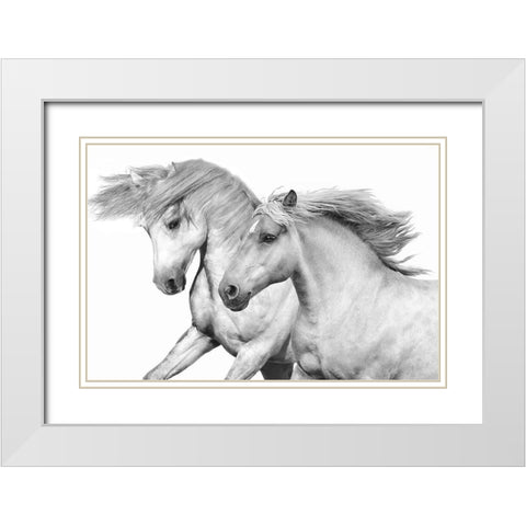 Duo I White Modern Wood Framed Art Print with Double Matting by Carter, Samantha