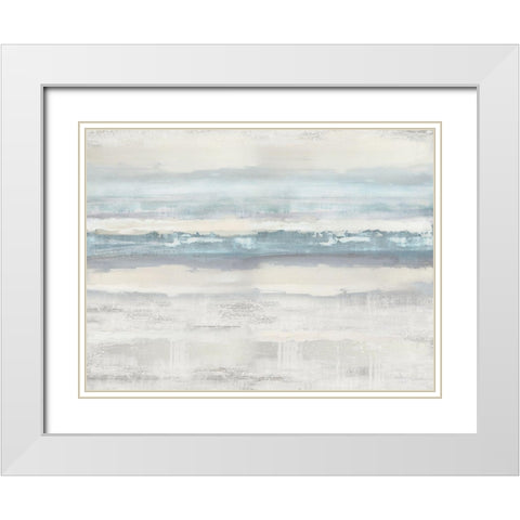 Aqua Movement White Modern Wood Framed Art Print with Double Matting by Messina, Jake