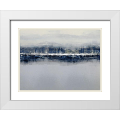 Indigo Shadows White Modern Wood Framed Art Print with Double Matting by Messina, Jake