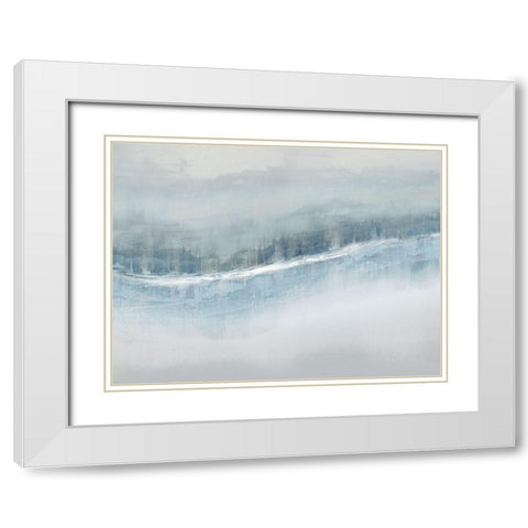 Flowing Aqua White Modern Wood Framed Art Print with Double Matting by Messina, Jake
