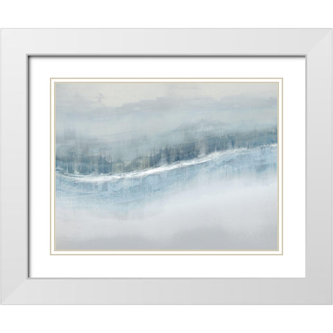 Flowing Aqua White Modern Wood Framed Art Print with Double Matting by Messina, Jake