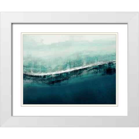 Flowing Cerulian White Modern Wood Framed Art Print with Double Matting by Messina, Jake