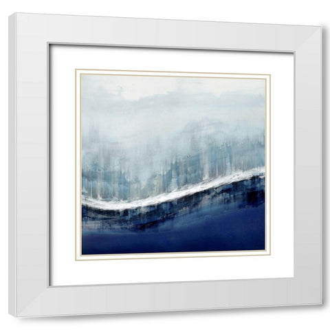 Flowing Blue White Modern Wood Framed Art Print with Double Matting by Messina, Jake