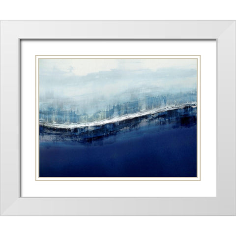 Flowing Indigo White Modern Wood Framed Art Print with Double Matting by Messina, Jake