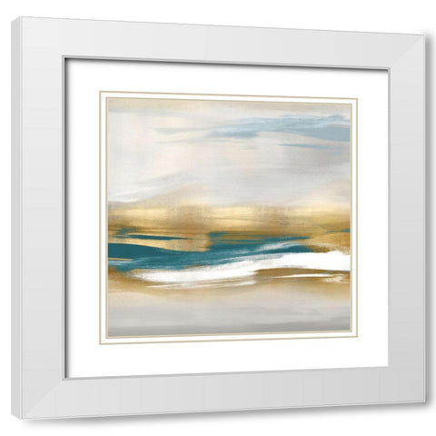 Gold Rush Teal II White Modern Wood Framed Art Print with Double Matting by Messina, Jake