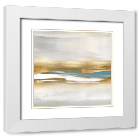 Highlight Gold and Teal II White Modern Wood Framed Art Print with Double Matting by Messina, Jake