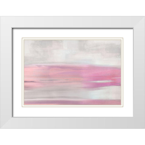 Pink Blush Stroke White Modern Wood Framed Art Print with Double Matting by Messina, Jake