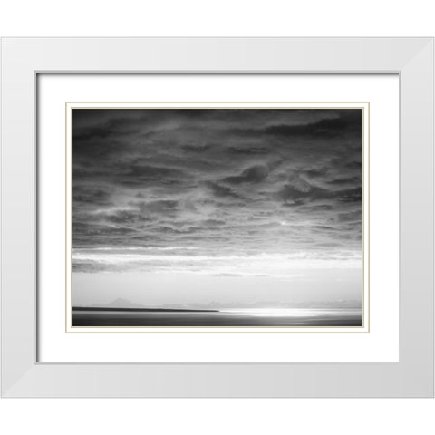 Black and white cloud formatio White Modern Wood Framed Art Print with Double Matting by Plank, Savanah