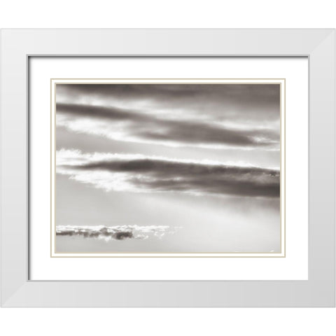 Black and white cloud formatio White Modern Wood Framed Art Print with Double Matting by Plank, Savanah