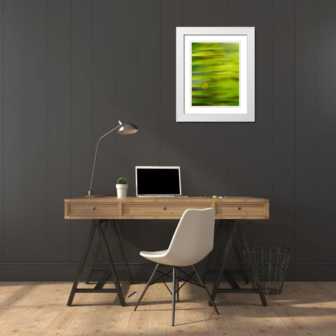 Abstract green flora White Modern Wood Framed Art Print with Double Matting by Plank, Savanah