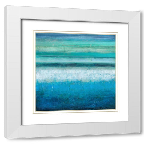 Aqua Tranquility White Modern Wood Framed Art Print with Double Matting by Hamilton, Taylor