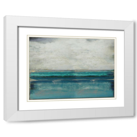 Highlighted Teal White Modern Wood Framed Art Print with Double Matting by Hamilton, Taylor