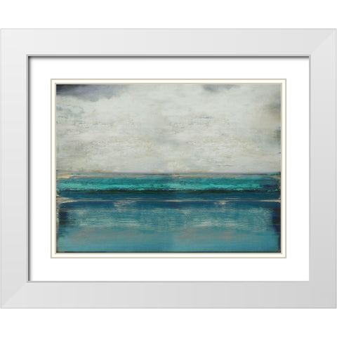 Highlighted Teal White Modern Wood Framed Art Print with Double Matting by Hamilton, Taylor