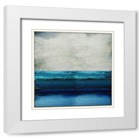 Highlighted Aqua White Modern Wood Framed Art Print with Double Matting by Hamilton, Taylor
