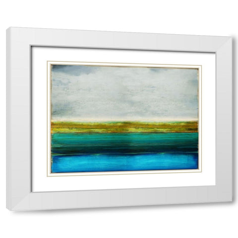 Turquoise Reflection White Modern Wood Framed Art Print with Double Matting by Hamilton, Taylor