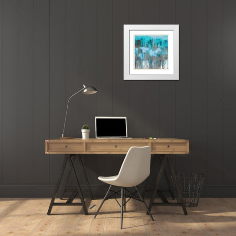Unleashed Aqua White Modern Wood Framed Art Print with Double Matting by Conley, Tom