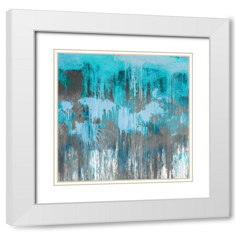 Unleashed Aqua White Modern Wood Framed Art Print with Double Matting by Conley, Tom