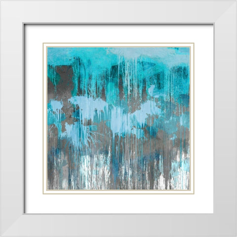 Unleashed Aqua White Modern Wood Framed Art Print with Double Matting by Conley, Tom