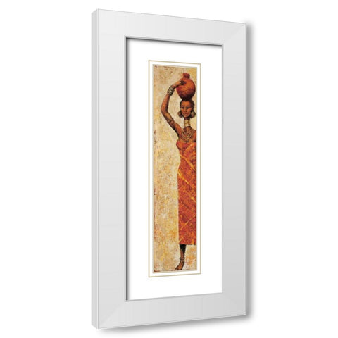 African Woman I White Modern Wood Framed Art Print with Double Matting by Halley, Terence