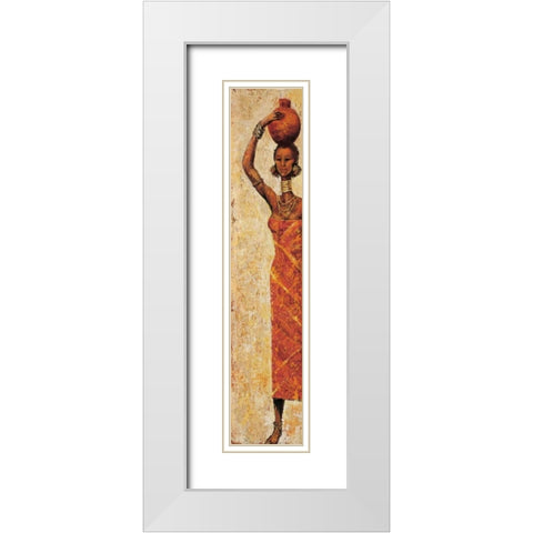 African Woman I White Modern Wood Framed Art Print with Double Matting by Halley, Terence
