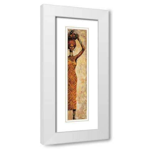 African Woman II White Modern Wood Framed Art Print with Double Matting by Halley, Terence